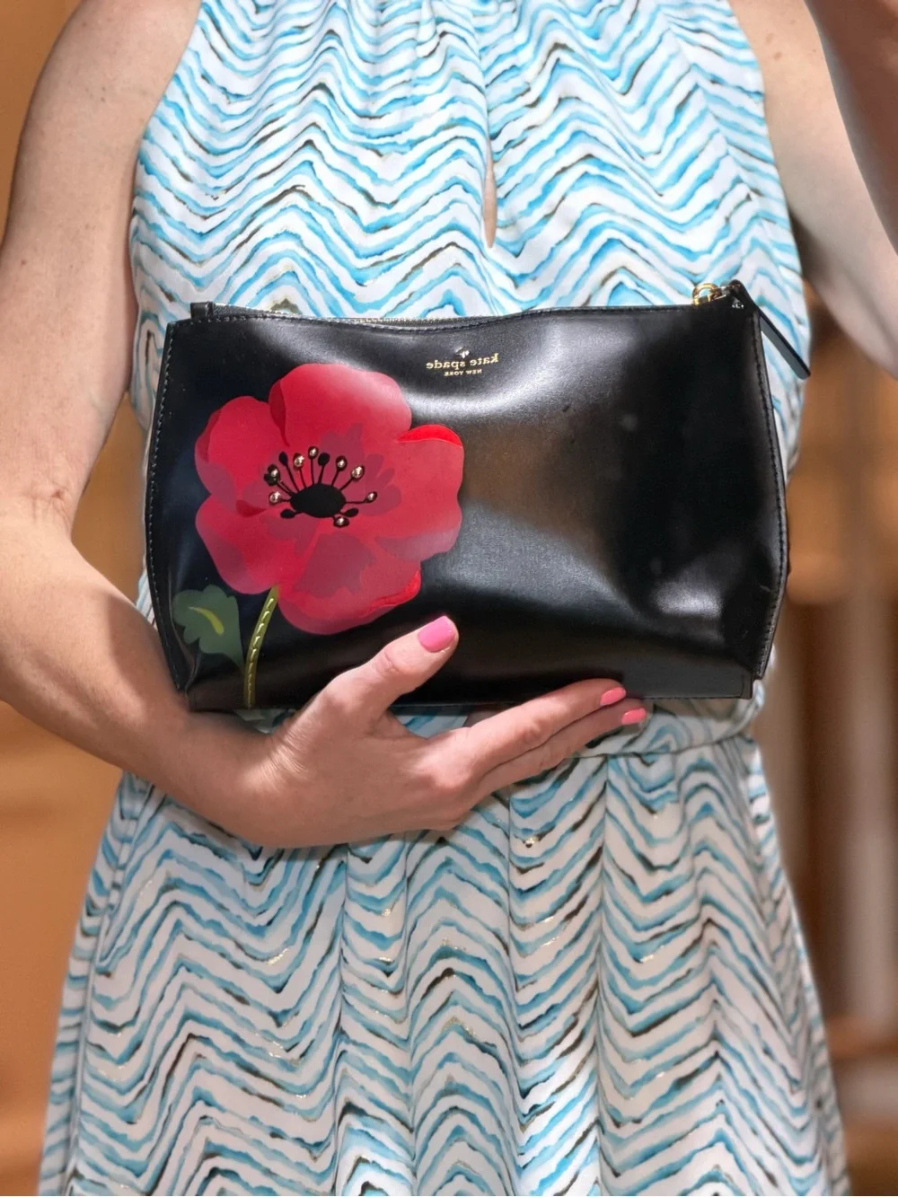 Kate Spade Rare HTF Floral Collector’s Ooh La La Hilarie Poppy Cosmetic Bag VGUC